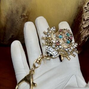 Vintage Gold and Jewel-Encrusted Keychain